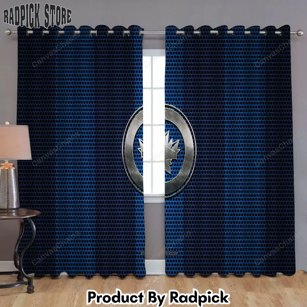 Radpick winnipeg jets window curtains canadian hockey club metal blue black metal mesh curtains living room curtains for window rp85220